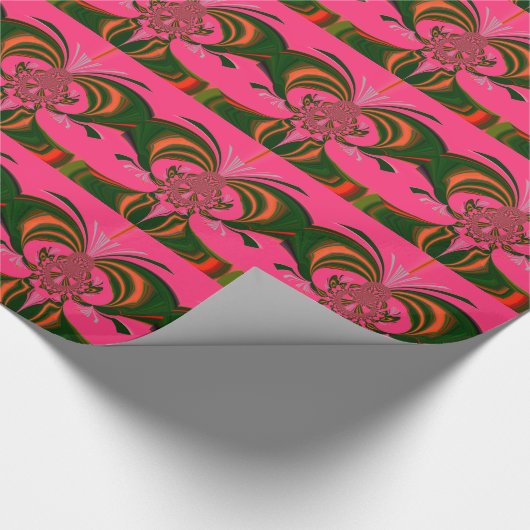 Hot Pink Red Golden Green Cadeaupapier (Hoek)