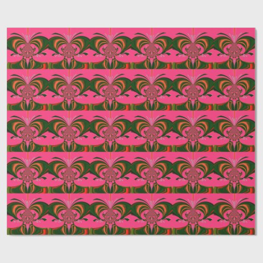 Hot Pink Red Golden Green Cadeaupapier (Vlak)