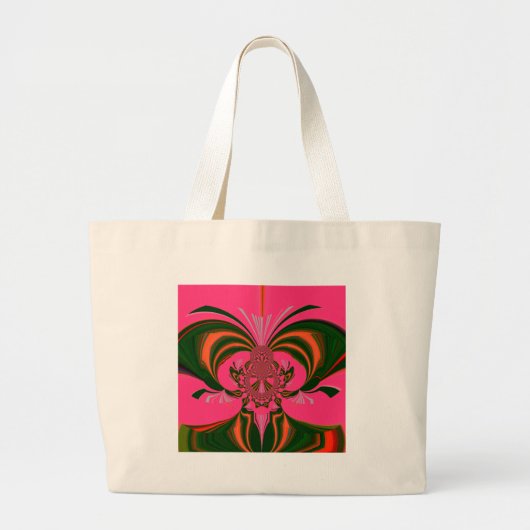 Hot Pink Red Golden Green Grote Tote Bag (Voorkant)