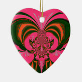 Hot Pink Red Golden Green Keramisch Ornament (Rechts)