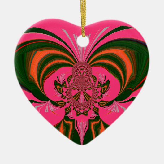 Hot Pink Red Golden Green Keramisch Ornament (Voorkant)