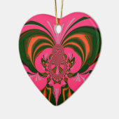 Hot Pink Red Golden Green Keramisch Ornament (Links)