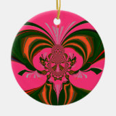 Hot Pink Red Golden Green Keramisch Ornament (Voorkant)