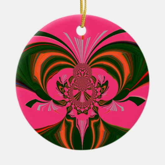 Hot Pink Red Golden Green Keramisch Ornament (Voorkant)