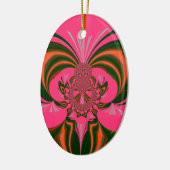 Hot Pink Red Golden Green Keramisch Ornament (Links)