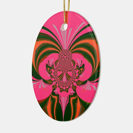 Hot Pink Red Golden Green Keramisch Ornament (Links)