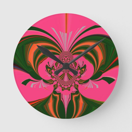 Hot Pink Red Golden Green Ronde Klok (Voorkant)
