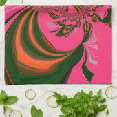 Hot Pink Red Golden Green Theedoek (Gevouwen)