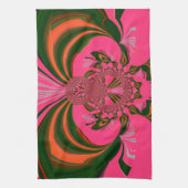 Hot Pink Red Golden Green Theedoek (Verticaal)