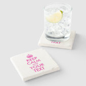 Hot Pink Red Houd kalm en Jouw tekst Stenen Onderzetter (Zijkant)