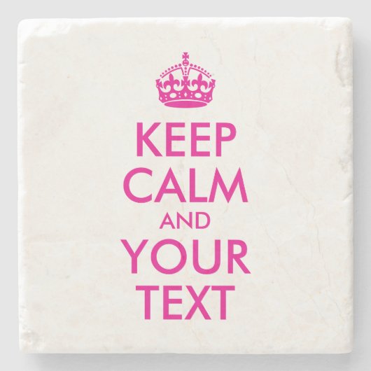 Hot Pink Red Houd kalm en Jouw tekst Stenen Onderzetter (Voorkant)
