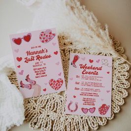 Hot Pink Red Last Rodeo Bachelorette Kaart