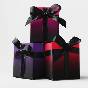 Hot Pink Red Royal Paarse en zwarte Ombre Mix Inpakpapier Vel