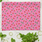 Hot Pink Retro Berry Cherry Pop Art Theedoek (Gevouwen)