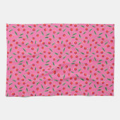 Hot Pink Retro Berry Cherry Pop Art Theedoek (Horizontaal)