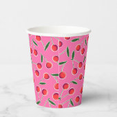 Hot Pink Retro Berry Cherry verjaardagsfeestje Papieren Bekers (Rechts)