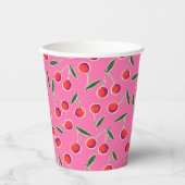 Hot Pink Retro Berry Cherry verjaardagsfeestje Papieren Bekers (Voorkant)