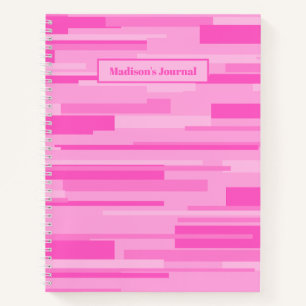 Hot Pink Retro Geometric Patroon Journal Notitieboek