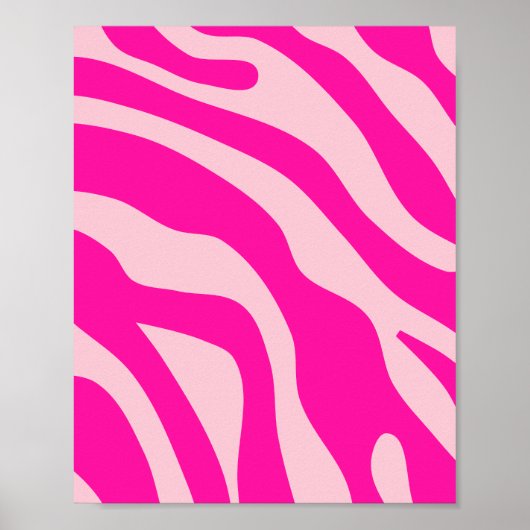 Hot Pink Retro Lines Patroon Poster (Voorkant)