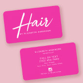 Hot Pink Retro Script Haarstylist Visitekaartje