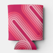 Hot Pink Retro Stripes Arch - Funky Tekst in Wit Blikjeskoeler (Achterkant)