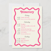 Hot Pink Retro Wave Bachelorette Weekend Route Kaart (Achterkant)