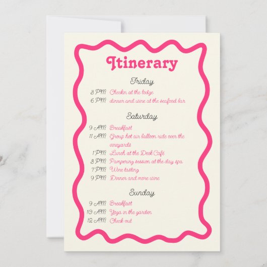 Hot Pink Retro Wave Bachelorette Weekend Route Kaart (Achterkant)