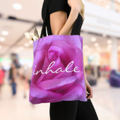 Hot Pink Roos Flower Photography Inhalatie Script Tote Bag
