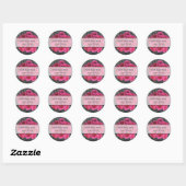 Hot Pink Rose Boeket & Barnwood Adreslabel Ronde Sticker (Vel)