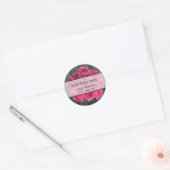 Hot Pink Rose Boeket & Barnwood Adreslabel Ronde Sticker (Envelop)