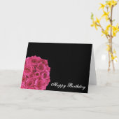 Hot Pink Rose Boeket Verjaardag Kaart (Gele Bloem)