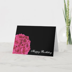 Hot Pink Rose Bouquet Birthday Card Kaart