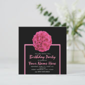Hot Pink Rose Bouquet Birthday Party Invite Kaart (Staand voorkant)