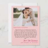 Hot Pink Rose Illustration Photo Wedding Bedankkaart (Achterkant)