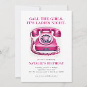 Hot Pink Rotary Telefoon Bel de meisjes Verjaardag Kaart (Voorkant)