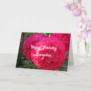 Hot Pink Rozen - gepersonaliseerde verjaardag Kaar Kaart