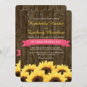 HOT PINK RUSTIC SUNFLOWER WEDDING INVITATION KAART (Voorkant / Achterkant)