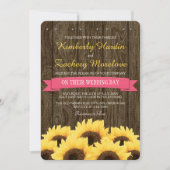HOT PINK RUSTIC SUNFLOWER WEDDING INVITATION KAART (Voorkant)