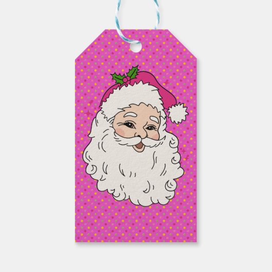 Hot Pink Santa Cadeaulabel (Achterkant)