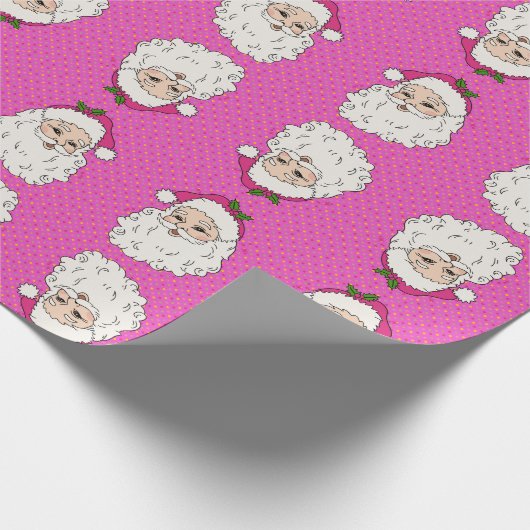 Hot Pink Santa Cadeaupapier (Hoek)
