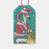 HOT PINK SANTA CLAUS, CHRISTMAS FLAMINGO GIFT LABE CADEAULABEL (Voorkant)
