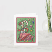 HOT PINK SANTA FLAMINGO CHRISTMAS WENSKAART B FEESTDAGEN KAART (Voorkant)