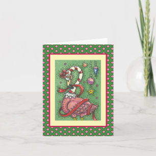 HOT PINK SANTA FLAMINGO CHRISTMAS WENSKAART V FEESTDAGEN KAART