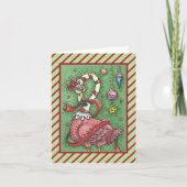 HOT PINK SANTA FLAMINGO CHRISTMAS WENSKAART V FEESTDAGEN KAART (Voorkant)