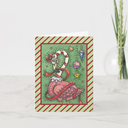 HOT PINK SANTA FLAMINGO CHRISTMAS WENSKAART V FEESTDAGEN KAART (Voorkant)