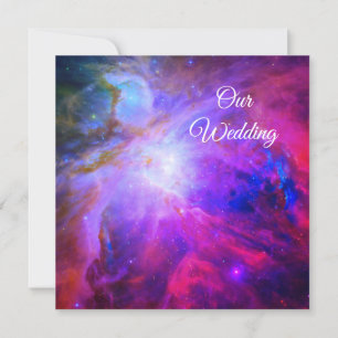 Hot Pink Sapphire Blue Orion Nebula Cosmic Wedding Kaart
