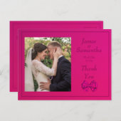 Hot Pink Satin Bow - Dank u Briefkaart (Voorkant / Achterkant)