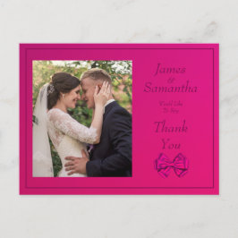 Hot Pink Satin Bow - Dank u Briefkaart