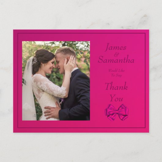 Hot Pink Satin Bow - Dank u Briefkaart (Voorkant)