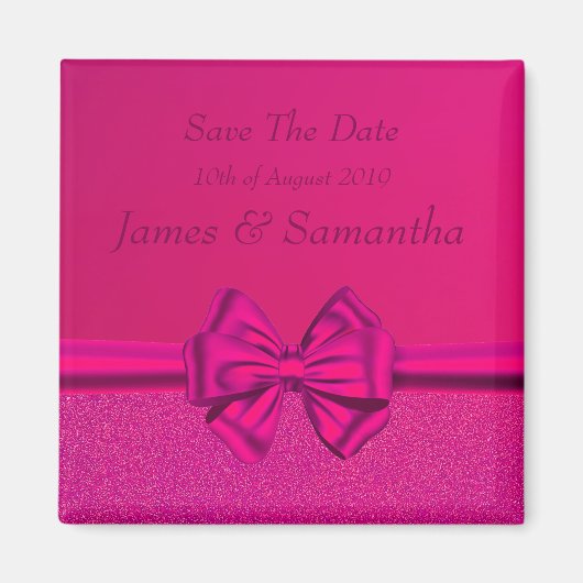 Hot Pink Satin Bow - Sla de datum op Magneet (Voorkant)